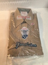 Vintage Great Northern Marine Corps Tan Button Up Long Sleeve Size 14 Cut#792b