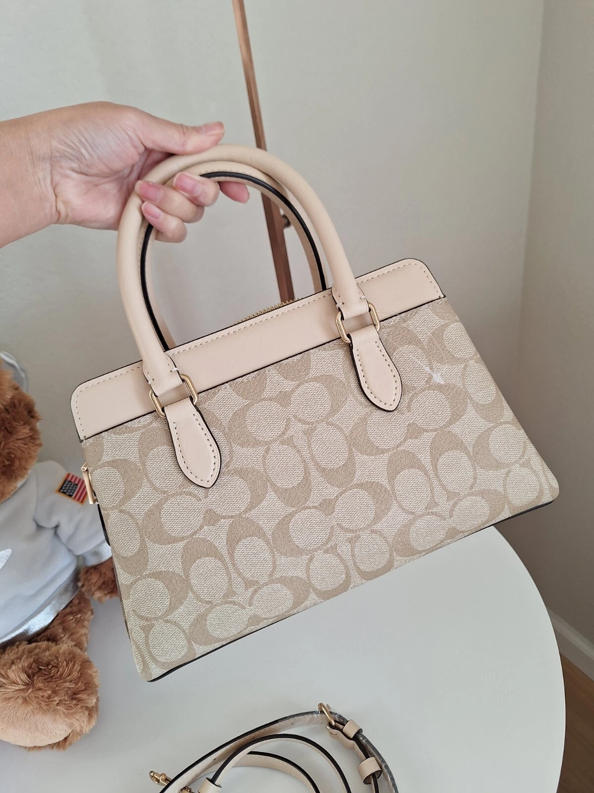 Borsa a tracolla Coach Mini Darcie nuova in tela firmata bloccata