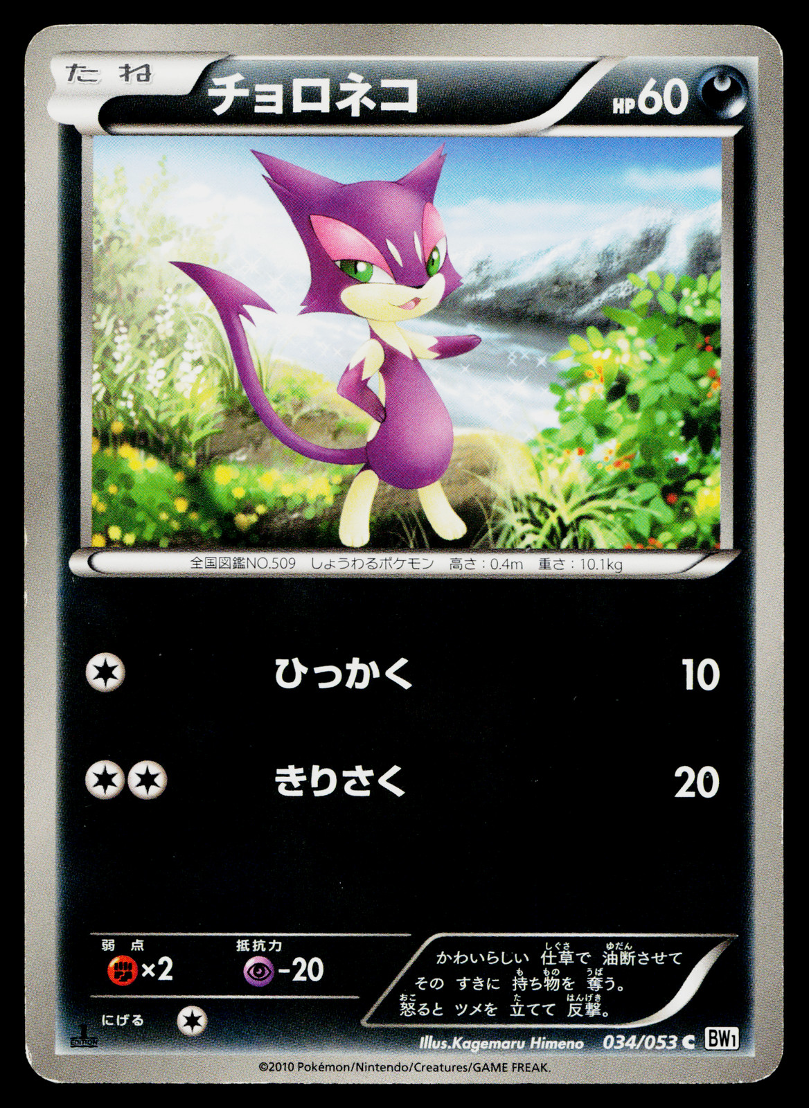 PURRLOIN 034/053 WHITE COLLECTION JAPANESE POKEMON TCG