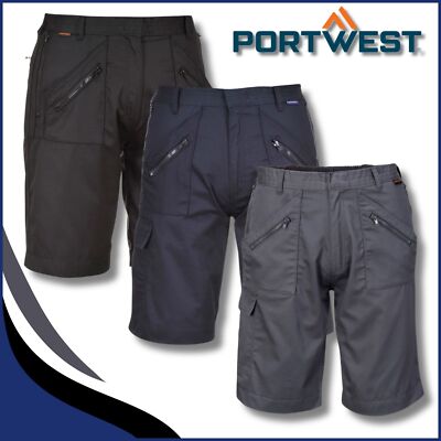 PORTWEST Men Action Multi Pocket Cargo Elasticated Waist Safety Work Shorts S889