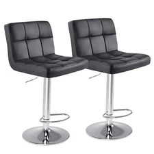 Set of 2 PU Leather Bar Stools Swivel Adjustable Modern Kichen Chair Pub Chairs