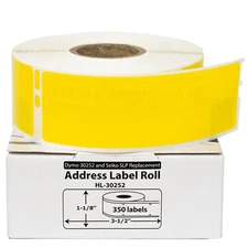 DYMO LW 30252 YELLOW Address Labels for LabelWriter - 6 Rolls of 350 - FAST SHIP
