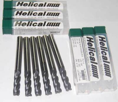 6 Pc. Helical 1/4'' Variable Pitch End Mills w/C.R for Stainless Steel & Titanium