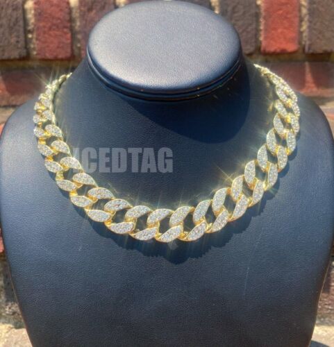 Collar de Eslabón Cubano Hip Hop Miami para Hombres Cadena de Lujo Enchapado en Oro Helado CZ - Imagen 3 de 10