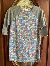LuLaRoe Sloan Kids Size 14 Geometric Floral Shapes W/Gray Sleeves NWT