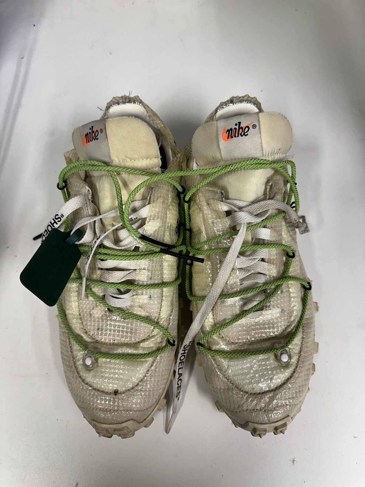 OFF WHITE X NIKE Taglia 11 5 Nike Off White x Waffle Racer verde elettrico senza scatola