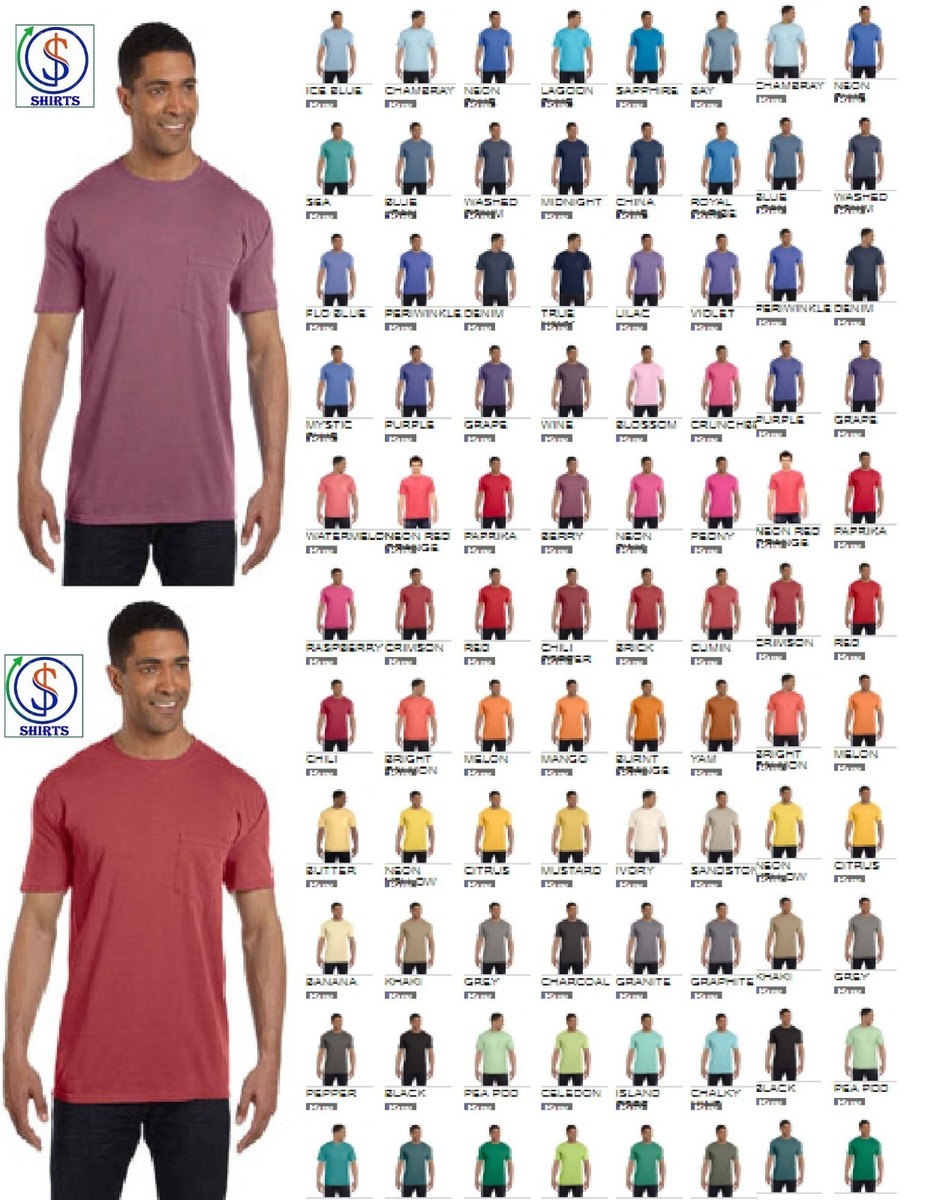 Brand New Comfort Colors 6030 Garment-Dyed Heavyweight Pocket T