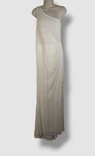 $598 Mac Duggal Women's Ivory Beaded One-Shoulder A-Line Gown Dress Size 20