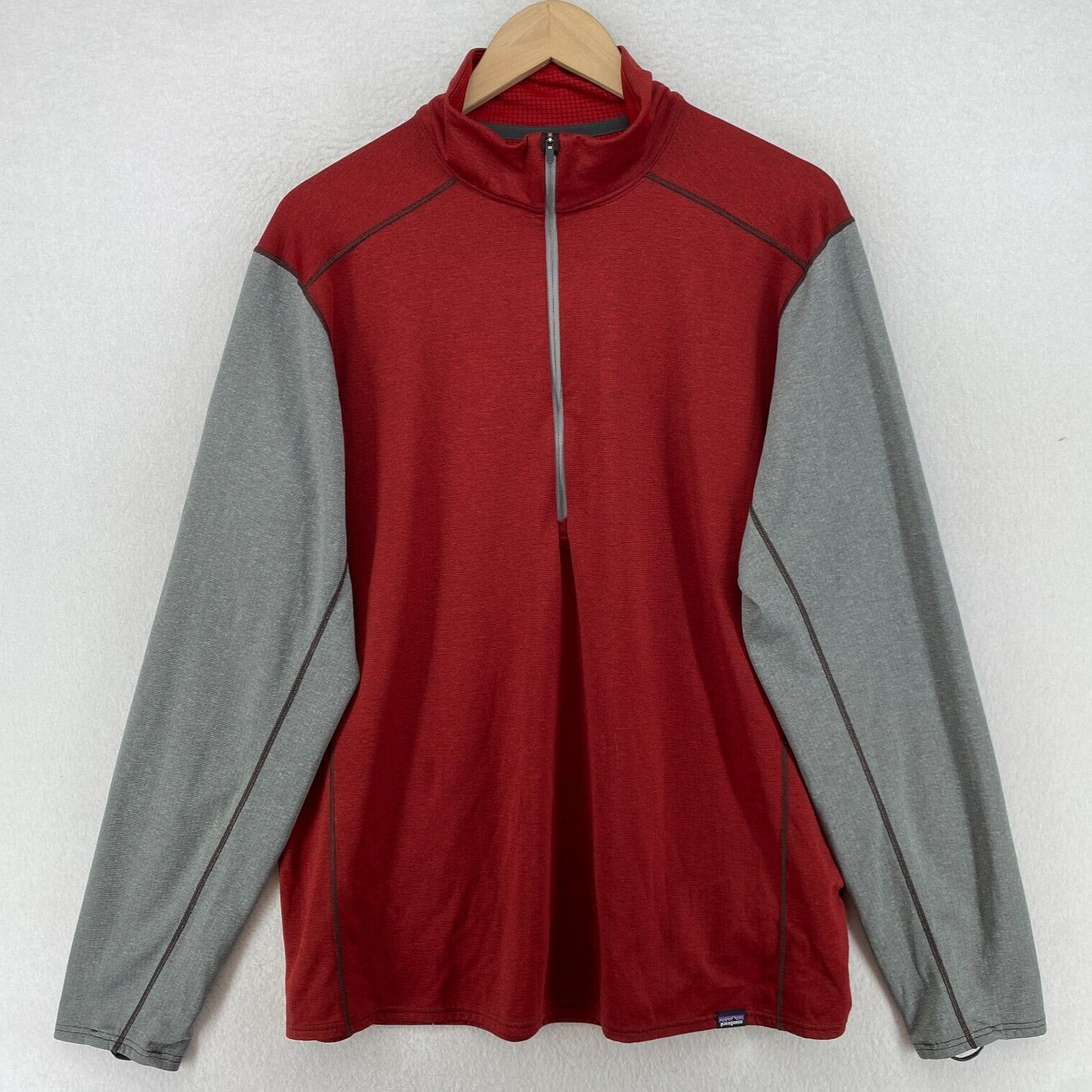 Patagonia Mens XL Midweight Capilene Baselayer Polartec Half Zip Sweatshirt Red-image