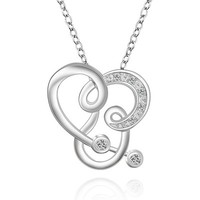 925 Sterling Silber AnhäNger Zirkonia /Halskette Herzkette Strass Schmuck Kette
