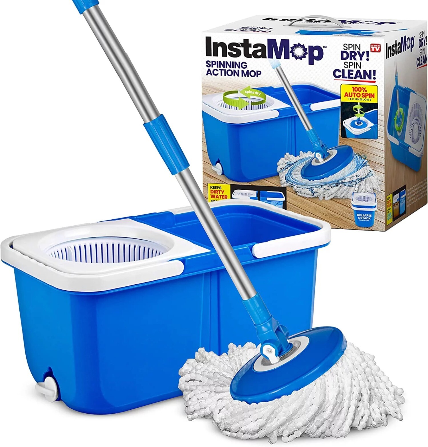 Spin Mop and Bucket Set with Wringer Microfiber Mop Head eBay