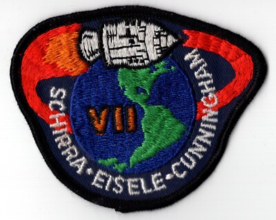 NASA Apollo VII-7 Space Mission Schirra-Eisele-Cunningham Orbit Embroidered 4x3''