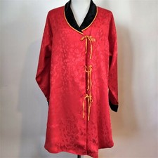 Lily Of France Womens Vtg Red Black Asian Inspired Sleepshirt Robe Size Medium
