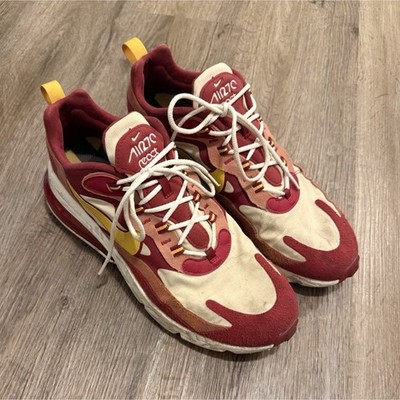 Nike Air Max 270 React Colorblock Red Beige Yellow Low Top Lace Up Sneakers