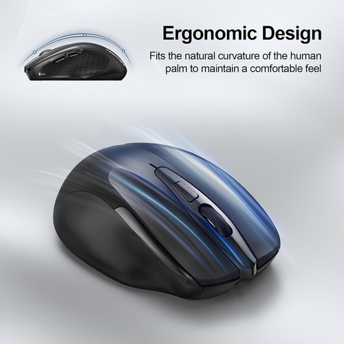 TECKNET Wireless Mouse Rechargeable, 2.4G USB-A Silent Mouse, Quiet Black - Picture 8 of 8
