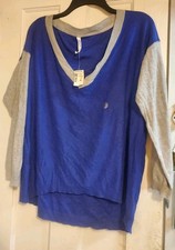 NEW Aeropostale Blue  Gray V-neck Long Sleeve Sweater Size LARGE NWT 50 Womens