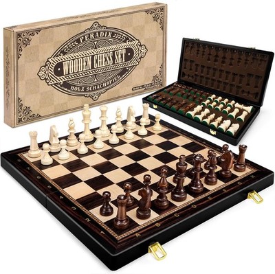 Peradix 48x48CM Große Schachspiel aus Holz - Klappbares Schach-Brett, schwarz