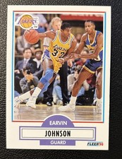 ERVIN MAGIC JOHNSON 1990-91 FLEER # 93 LOS ANGELES LAKERS ALL TIME GREAT HOF