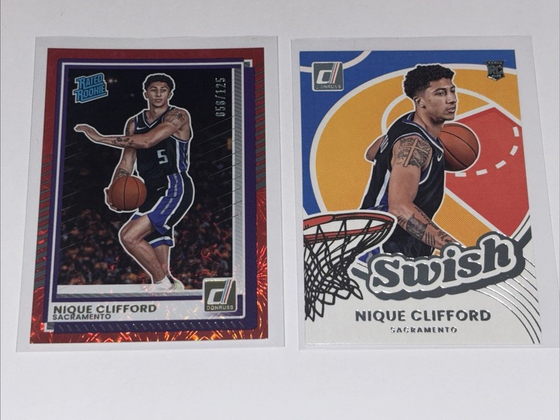 Nique Clifford 2025-26 Donruss Red Hyper Holo /125 #15, Swish #5 Kings