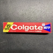 Vintage 70s Sealed Colgate Tartar Control Formula Toothpaste Box .7 oz (prop)