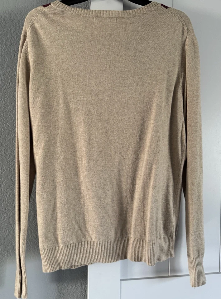 Cárdigan suéter vintage Merona beige/argyle abotonado largo manga larga acogedor otoño Foto 2 de 3