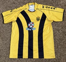 Vintage M Sportswear Real Espana Soccer Jersey Yellow Black Striped Sz Large