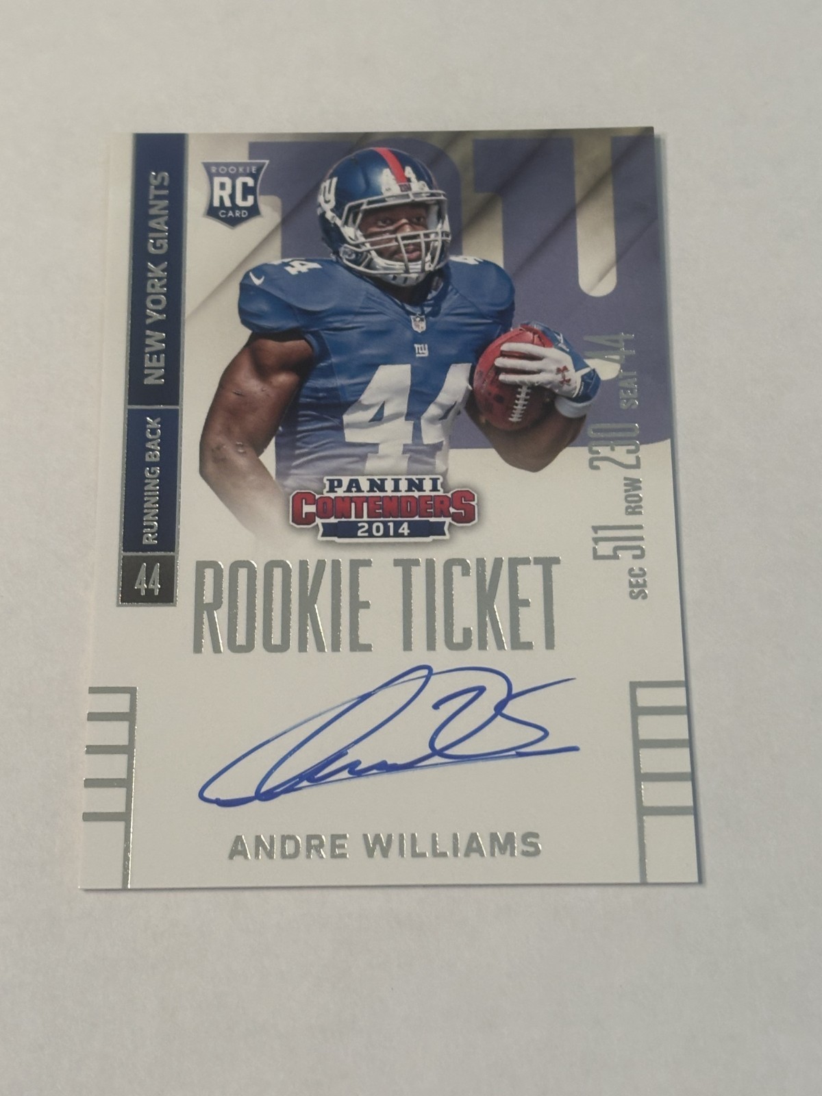 Andre Williams Panini Contenders #204 Autograph