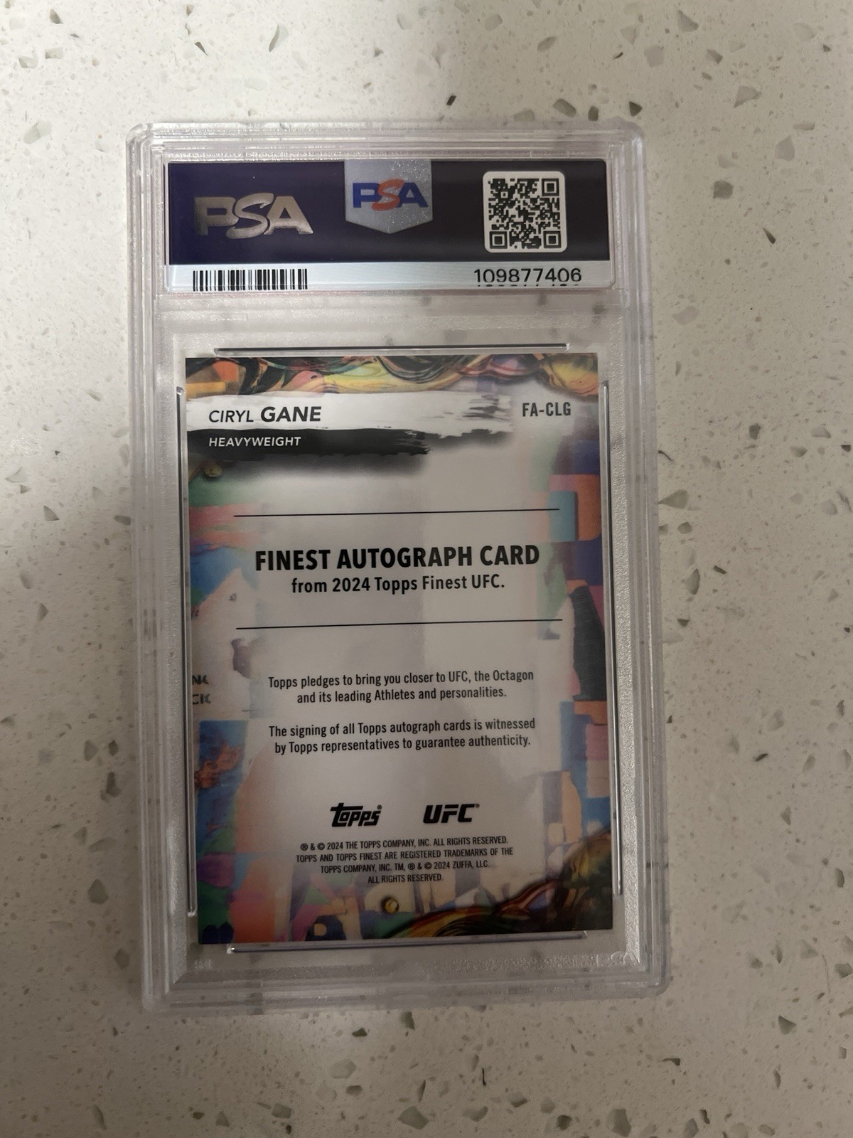 2024 Finest UFC Ciryl Gane Finest Autographs #FACLG PSA 9 SP view 2