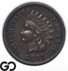 1883 Indian Head Cent Penny, Choice AU++/Unc