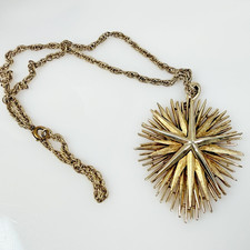 Vintage Crown Trifari Atomic/Starburst Gold-T...