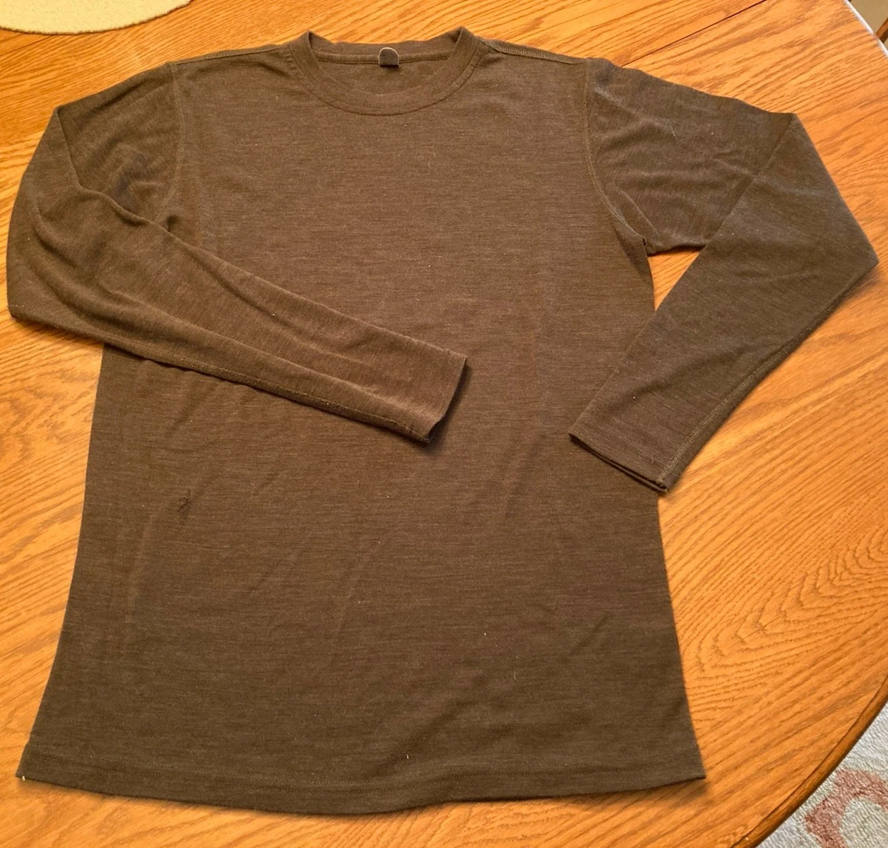 Smartwool Shirt Womens L Green Merino Long Sleeve Base Layer Crew Neck ~ Holes~