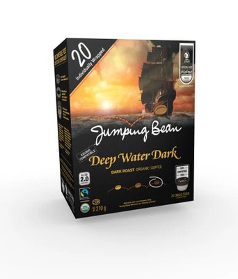Jumping Bean Deep Water Dark Organic Single Serve Coffee Pods, 20ct