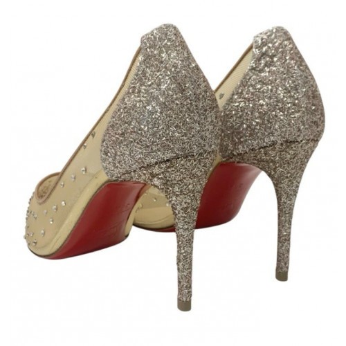 Christian Louboutin FOLLIES STRASS Heels mesh glitter Size:6.5