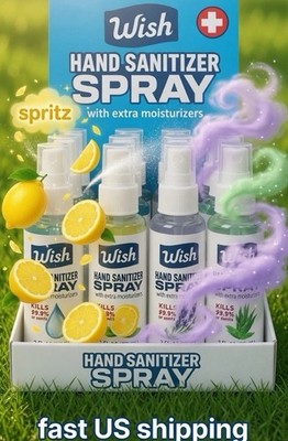 12PK Sanitizer Spray  4 Scents Lemon, Aloe, Lavender, Fresh) KILLS 99% Exp.2029!