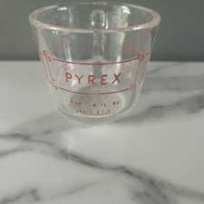 Vintage PYREX DRY Measuring 1 Cup Level D Handle Red Letters No Spout Dry *READ*