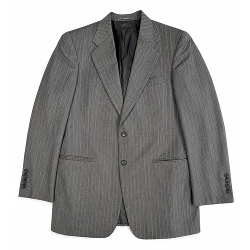 Gucci, Blazer cappotto sportivo vintage Gucci grigio gessato lana mohair 48C Made Italy