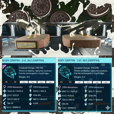 GRIFFIN TOP STATUS OREO BABY PAIR  ARK ASCENDED PVE OFFICIAL PC/XBOX/PS5