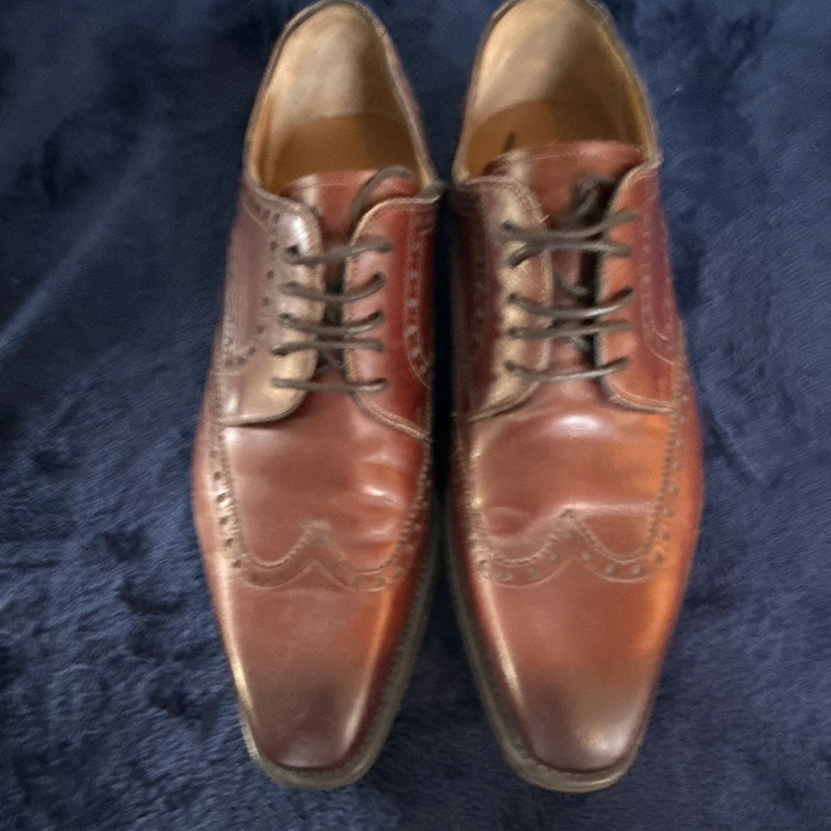Magnanni Shoes Mens Size 8 M Brown Leather Derby‎ Square Toe Dress Lace Up EU41 Leone Men main image 3