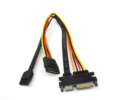 SATA 22 Pin Male to SATA III 7 Pin and 15 Pin SATA Female - 12 Inches