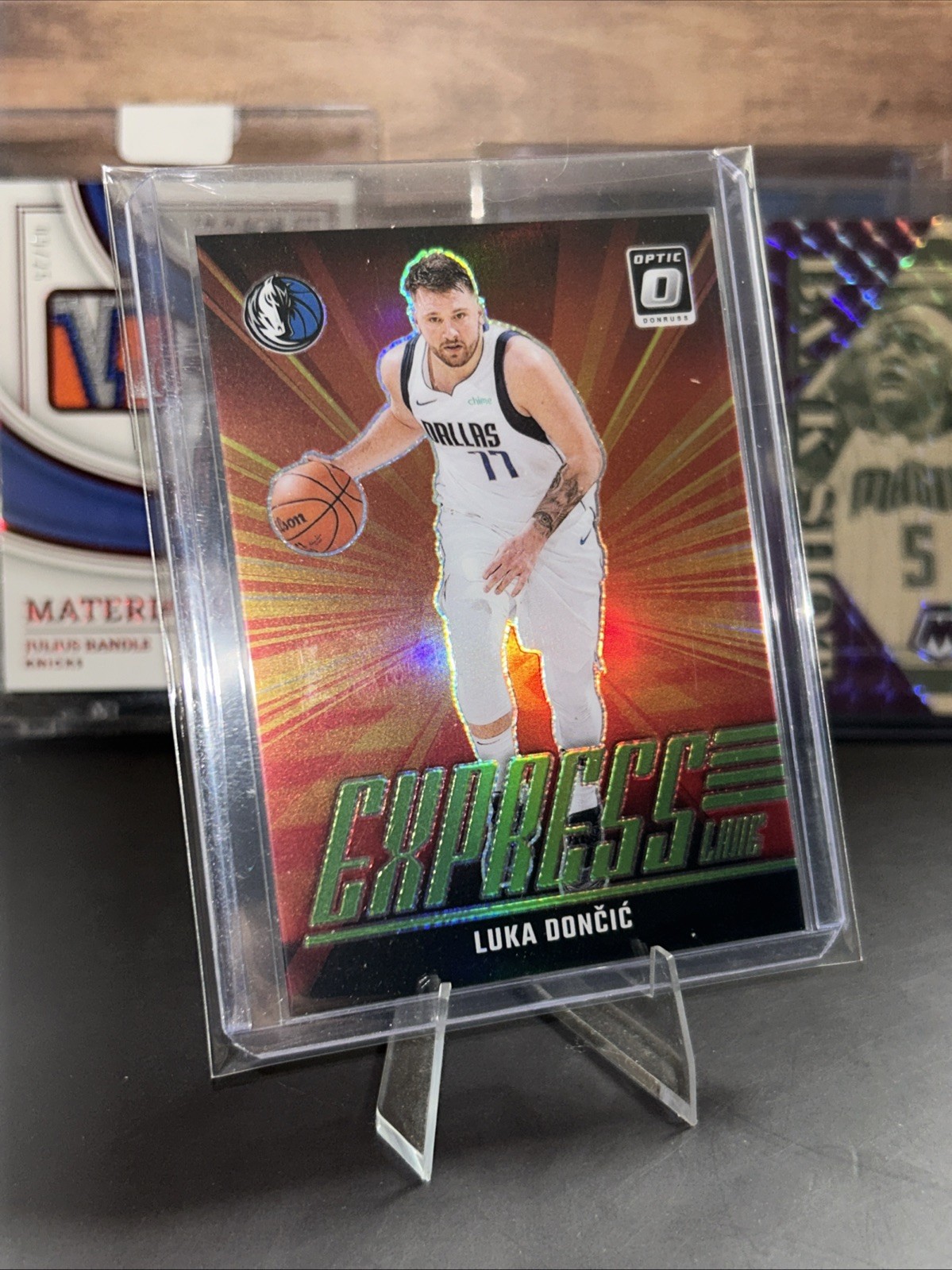 Luka Doncic Express Lane Lime Green SP #/199 2024-25 Donruss Optic Mavericks