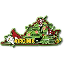 Virginia Colorful State Magnet by Classic Magnets, 4.8" x 2.5"