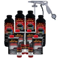 Custom Coat Blood Red 1 Gal Urethane Spray-on Truck Bed Liner Kit With Spray Gun Custom Coat Blood Red 1 Gal Urethane Spray-on Truck Bed Liner Kit With Spray Gun