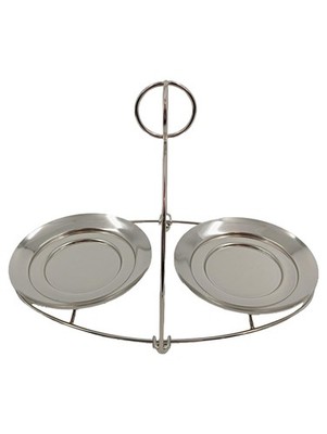 PartyLite Etagere Doppelteller Servierständer Metall Silber 33x18cm Klassisch