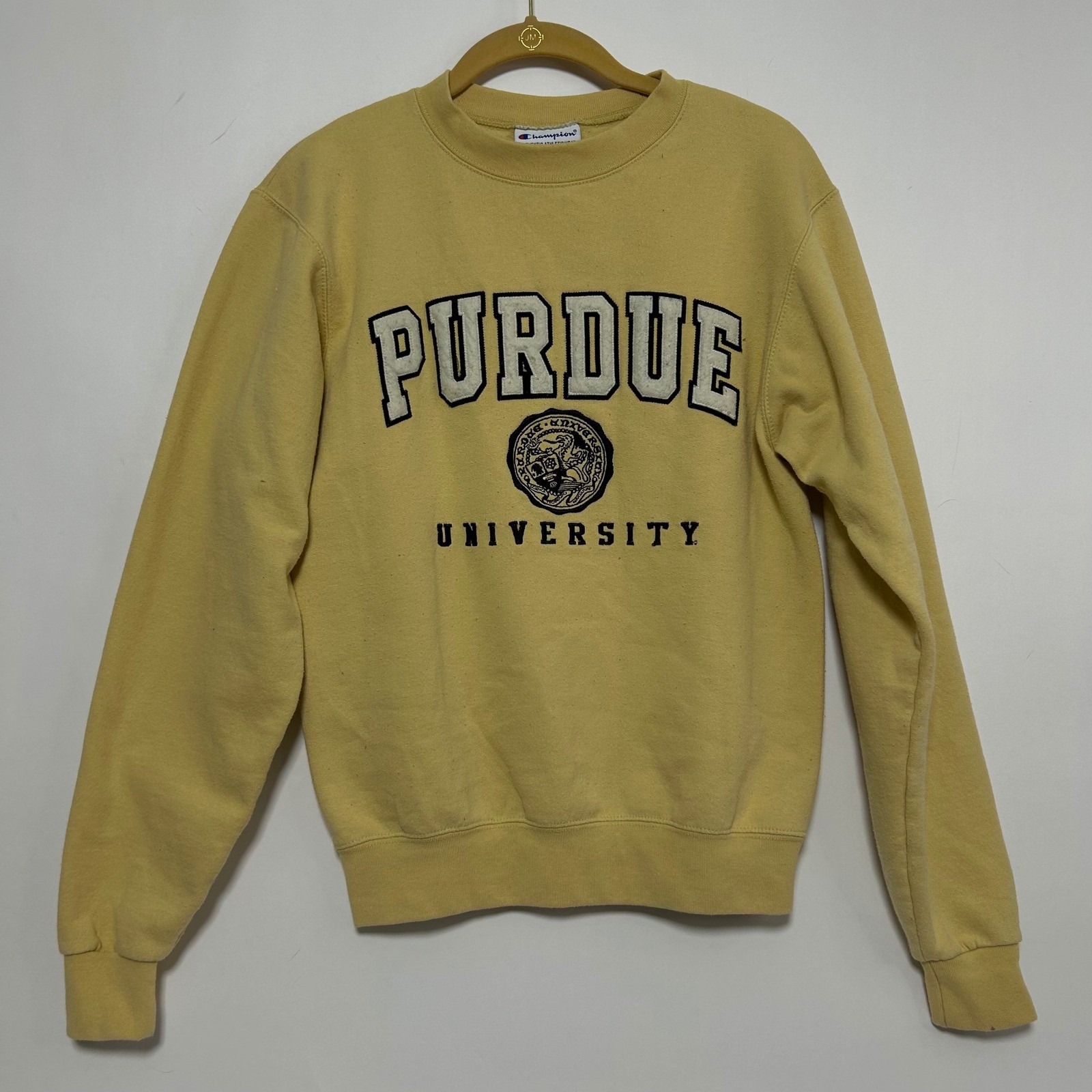 VTG 90s Purdue University Champion Reverse Weave Crewneck Sweatshirt XL Yellow