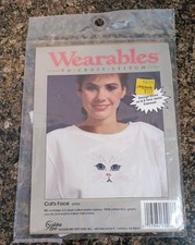 Golden Bee Cat's Face Wearables Cross Stitch Tearaway Canvas Kit 60266