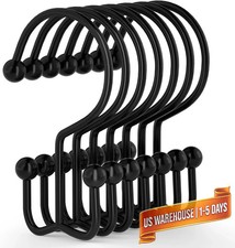 Shower Curtain Hooks, 12 Pcs Shower Curtain Rings, Durable Rust Proof Bla