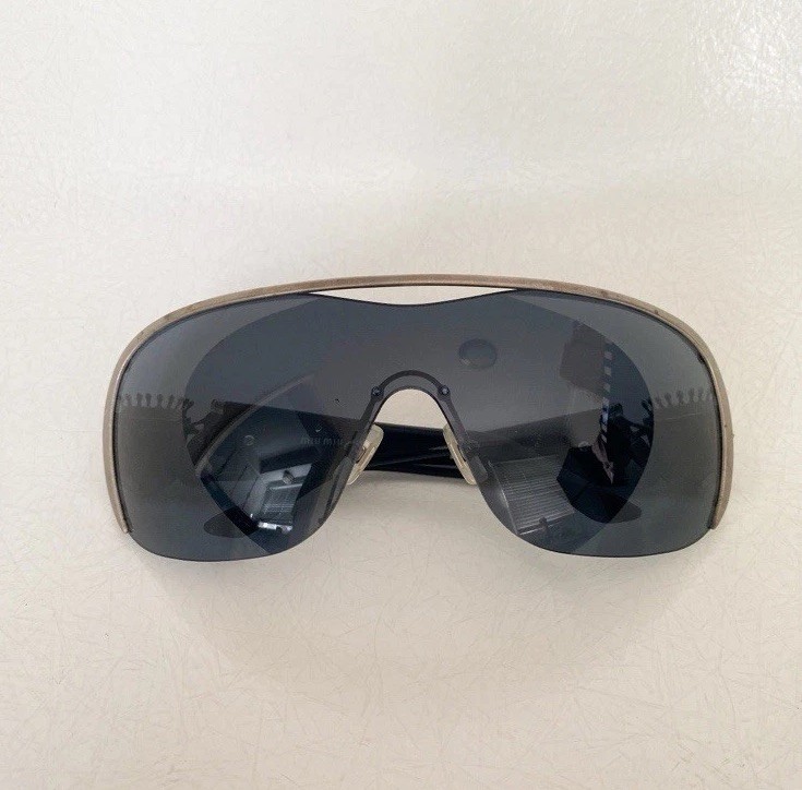 Miu Miu MU57GS 1AP-1A1 Shield Sunglasses Silver Frame Gray Lens | eBay