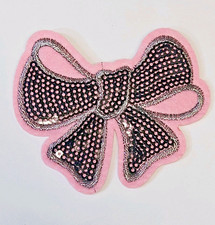 Pink Bow Patch - Sequins Embroidered Iron On ...