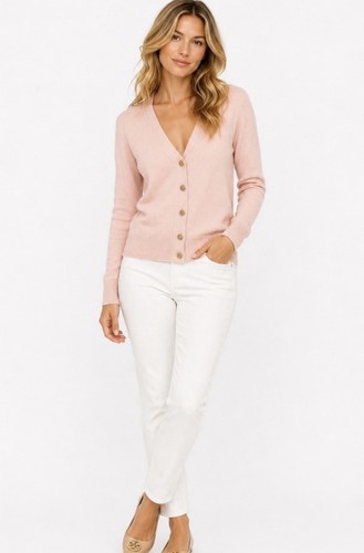 Tory Burch Light Pink Cardigan Sweater Merino Wool Size M