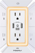 Multi Plug Outlet Surge Protector - 6 Outlet Extender with 3 USB Ports
